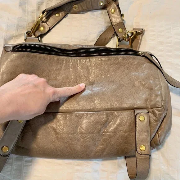 Golden Lane Soave Duo Bloomingdale’s Medium Leather Satchel Purse Bag - Picture 10 of 16